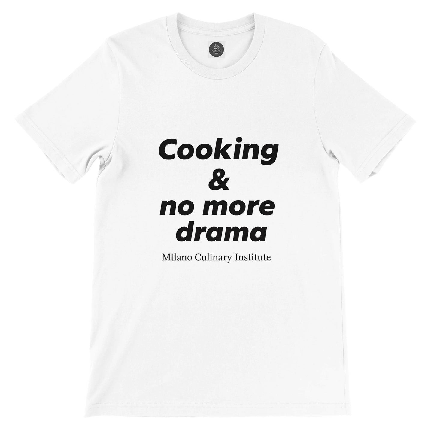 Cooking no more drama flat lay Milano Culinary Institute - product view Italian kitchen apparel