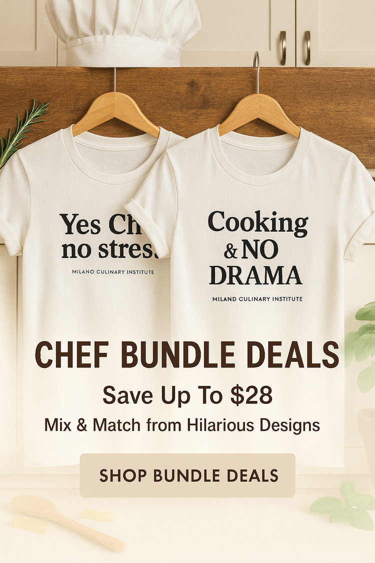🔥 CHEF BUNDLE SPECIAL - LIMITED TIME! 🔥  Funny Chef T-Shirt Bundles | Save Up To €25 | Shop hilarious chef t-shirt bundles from Milano Culinary Institute! Buy 2 save €15, buy 3 save €25. Perfect gifts for cooking enthusiasts. Free shipping on bundles!