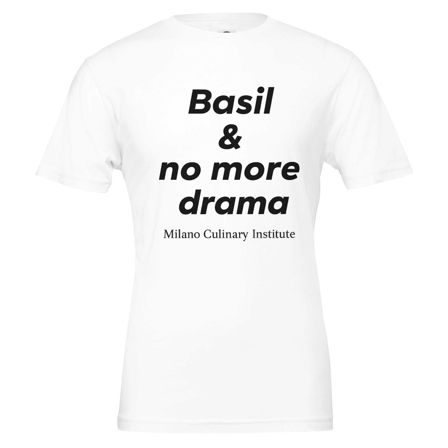Basil no more drama design closeup Milano Culinary Institute - quality Italian kitchen apparel