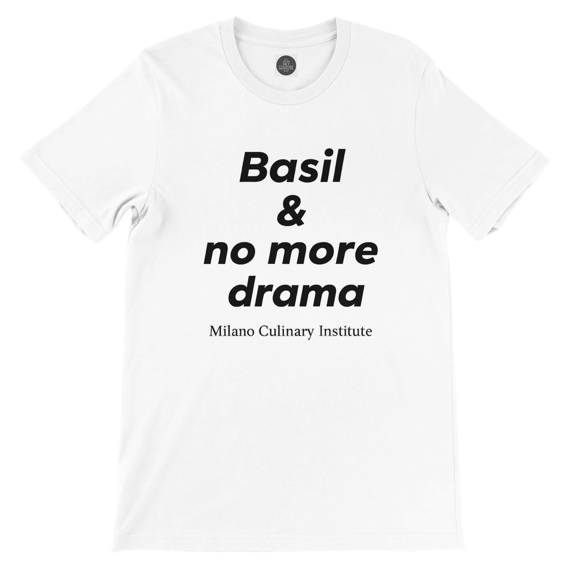 Basil no more drama flat lay Milano Culinary Institute - product view Italian kitchen apparel