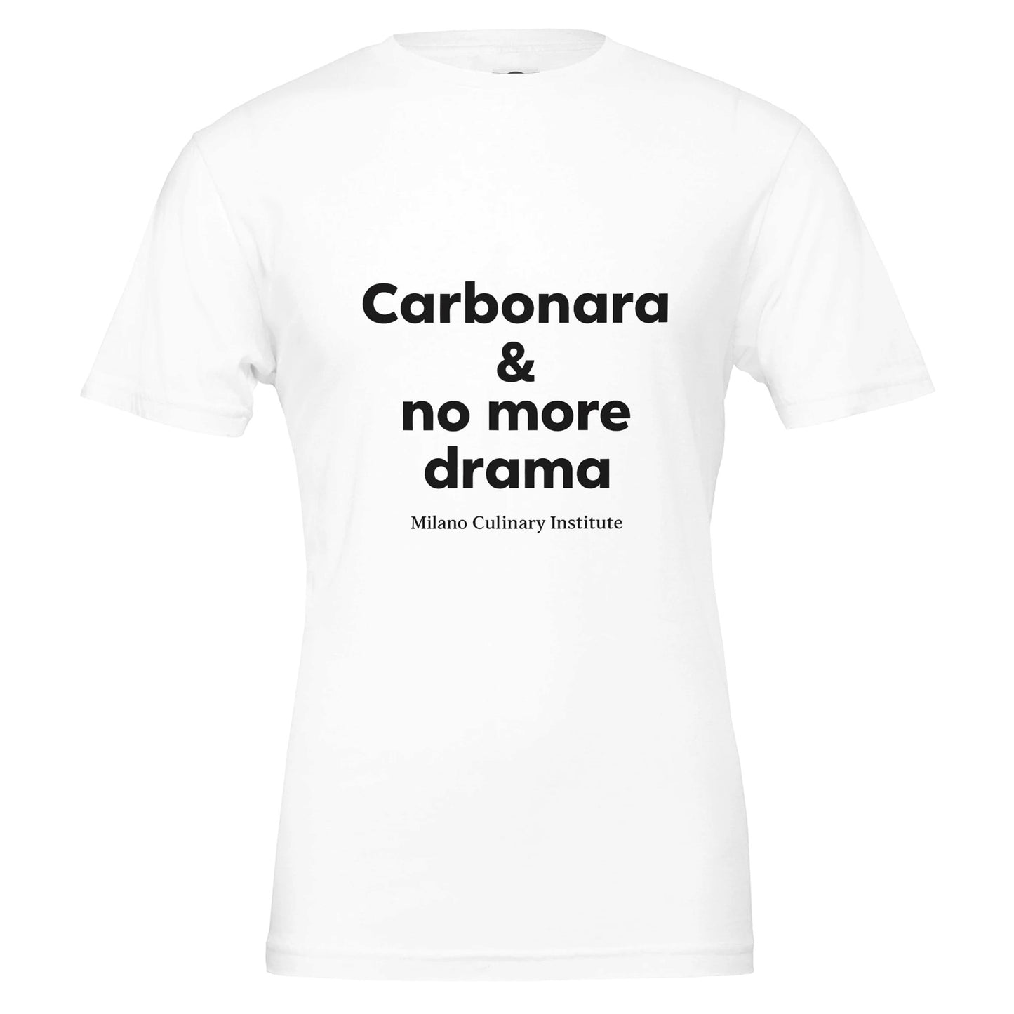 Carbonara no more drama design closeup Milano Culinary Institute - quality Italian kitchen apparel