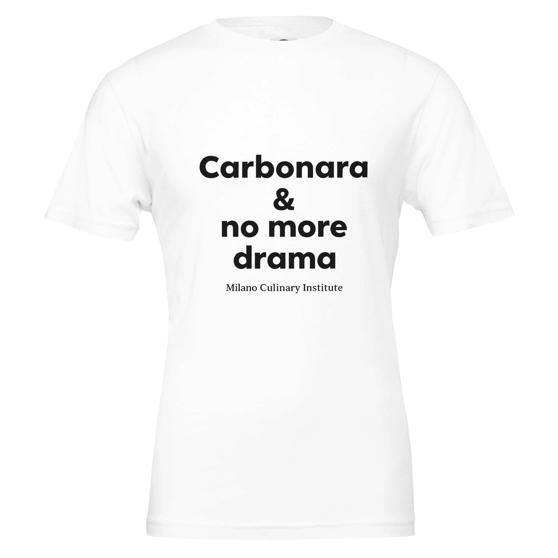 Carbonara no more drama design closeup Milano Culinary Institute - quality Italian kitchen apparel