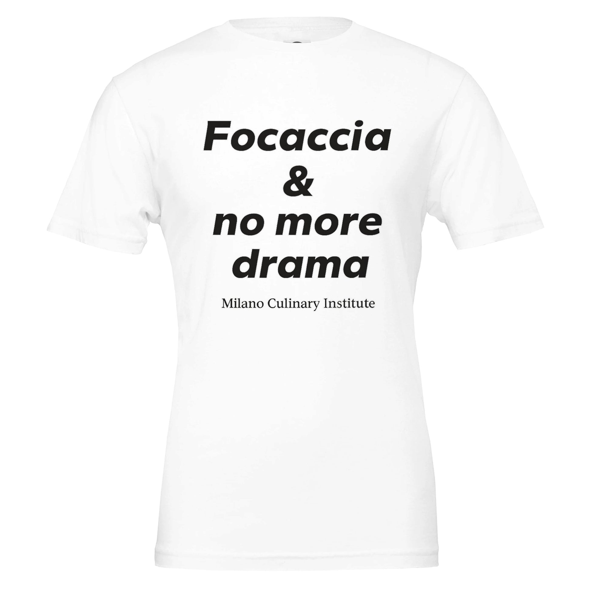 Focaccia no more drama design closeup Milano Culinary Institute - quality Italian kitchen apparel