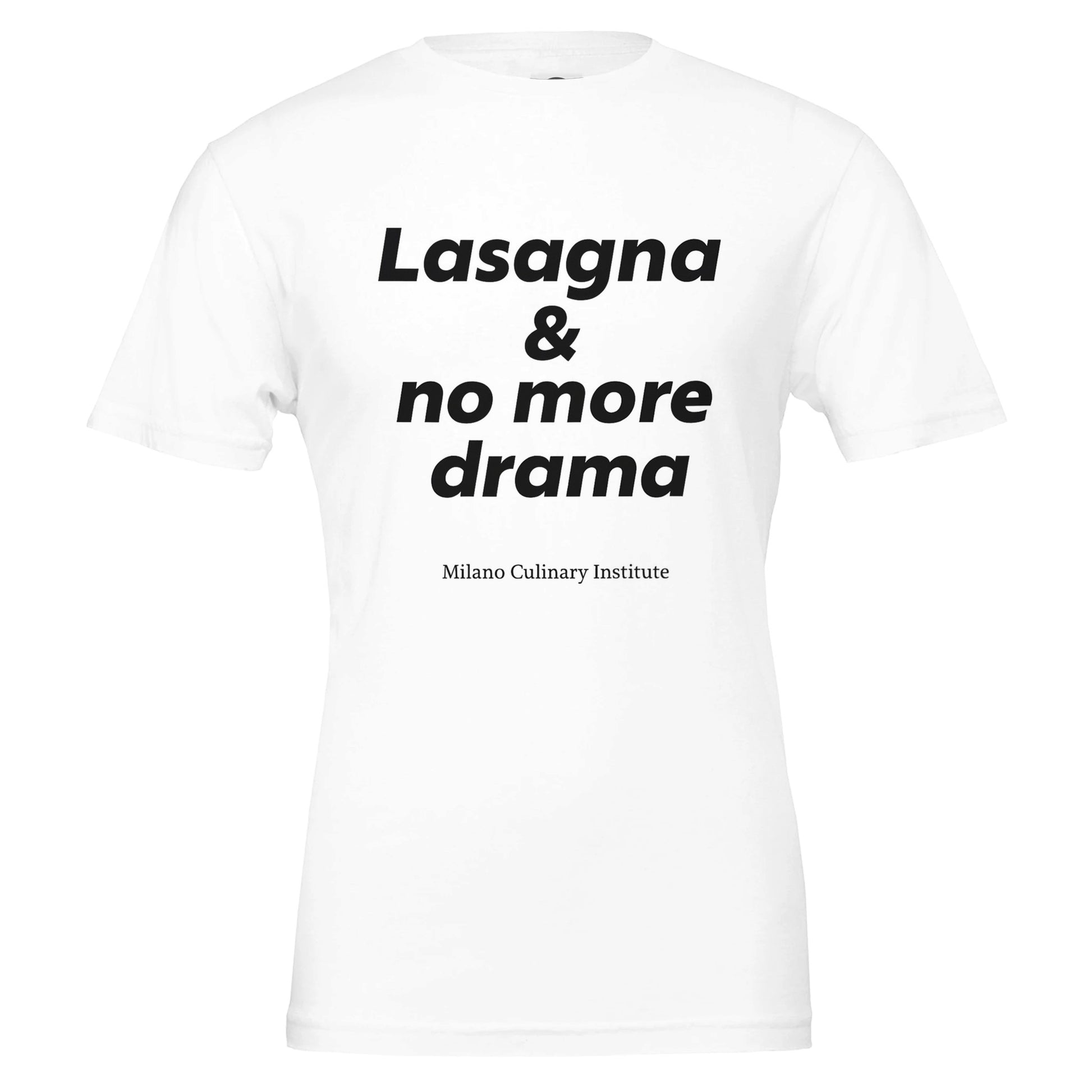 Lasagna no more drama design closeup Milano Culinary Institute - quality Italian kitchen apparel