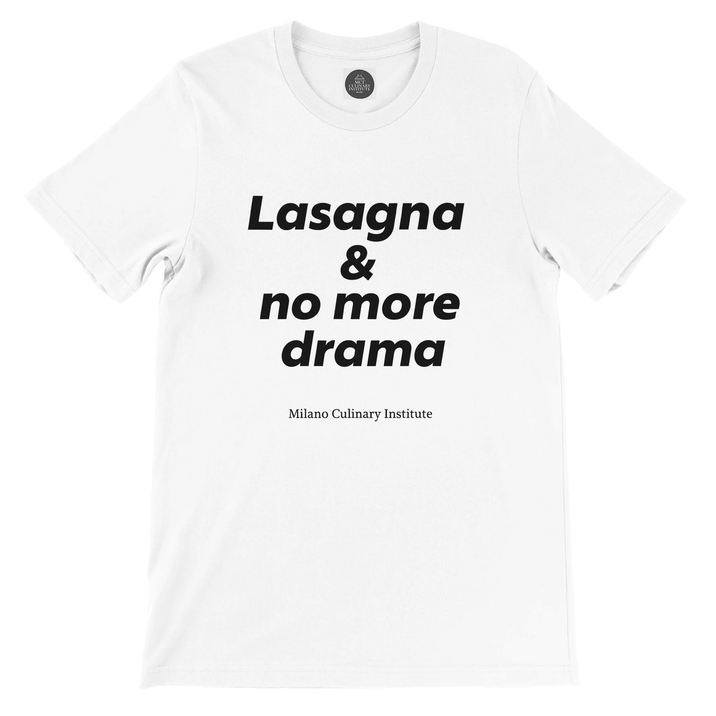 Lasagna no more drama flat lay Milano Culinary Institute - product view Italian kitchen apparel