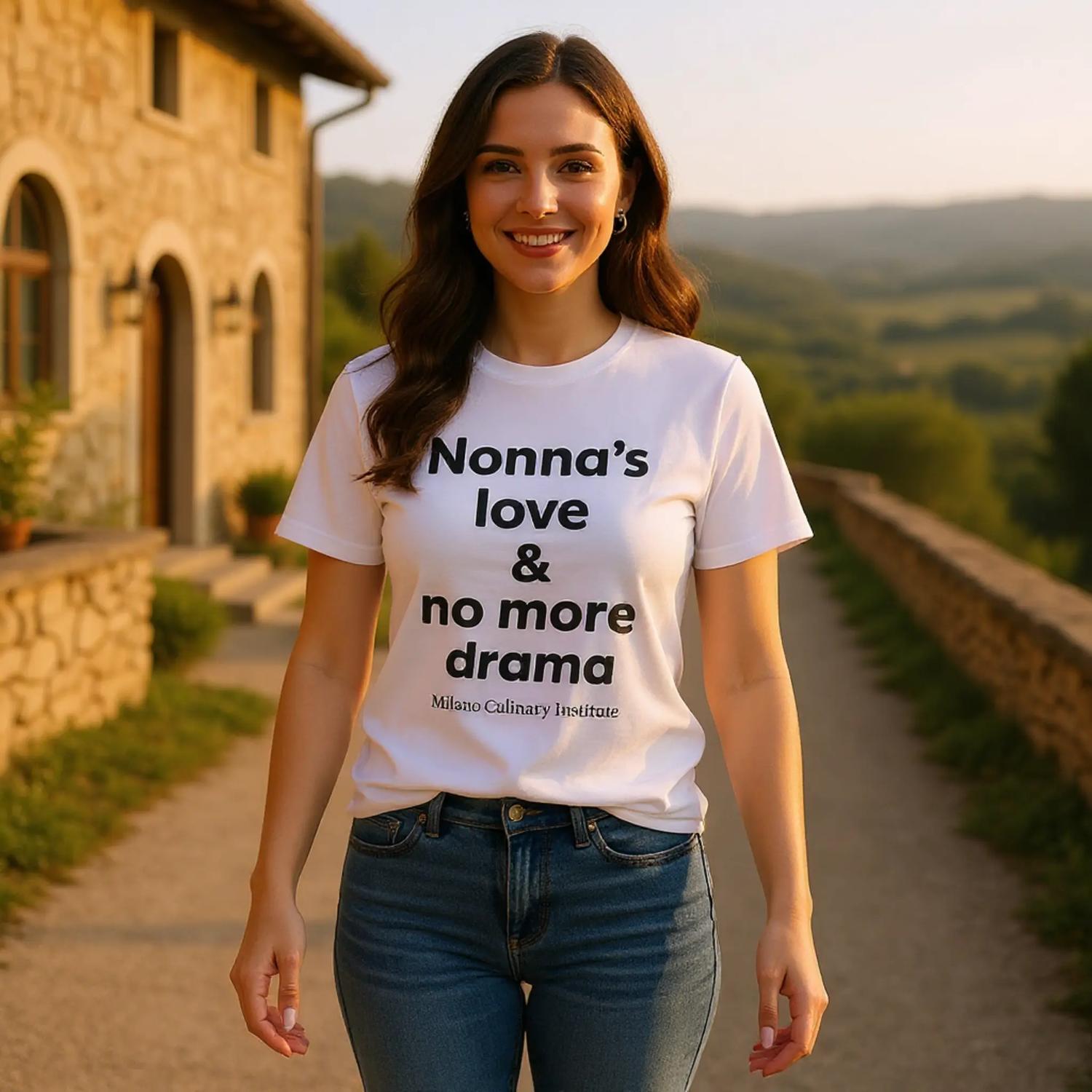 Nonnas love no more drama Italian countryside Milano Culinary Institute - group friends Italian cooking apparel
