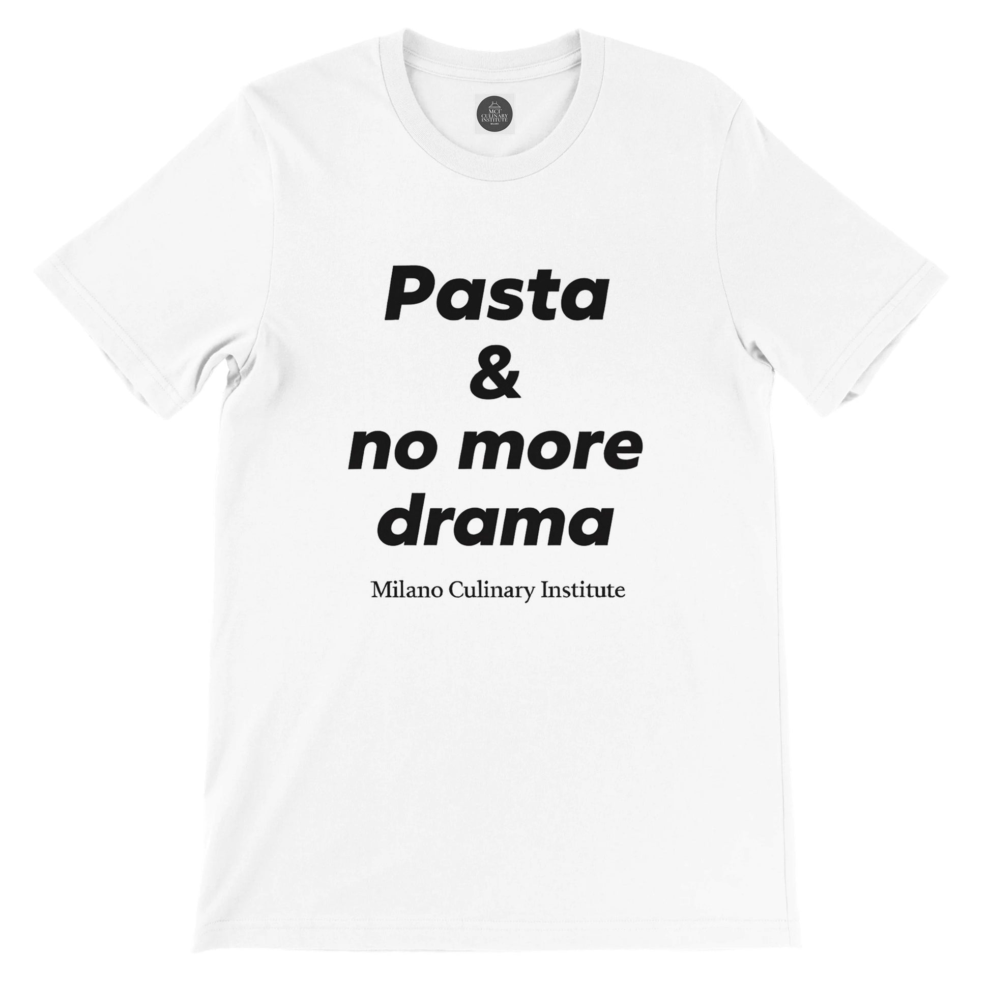 Pasta no more drama flat lay Milano Culinary Institute - product view Italian kitchen apparel