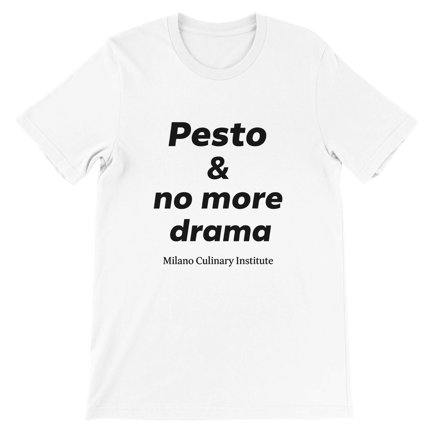 Pesto no more drama flat lay Milano Culinary Institute - product view Italian kitchen apparel