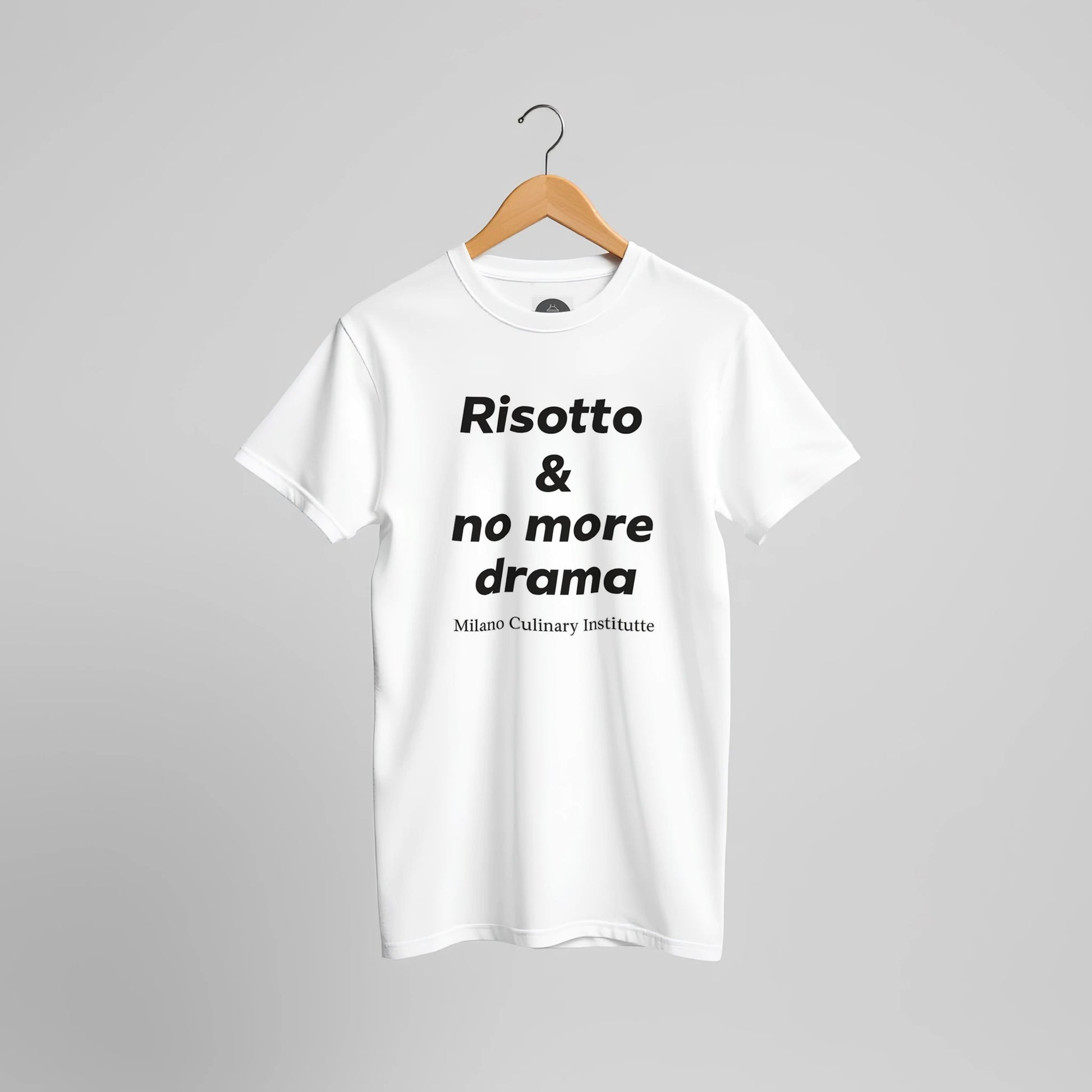 Risotto no more drama hanger display Milano Culinary Institute - professional Italian kitchen apparel