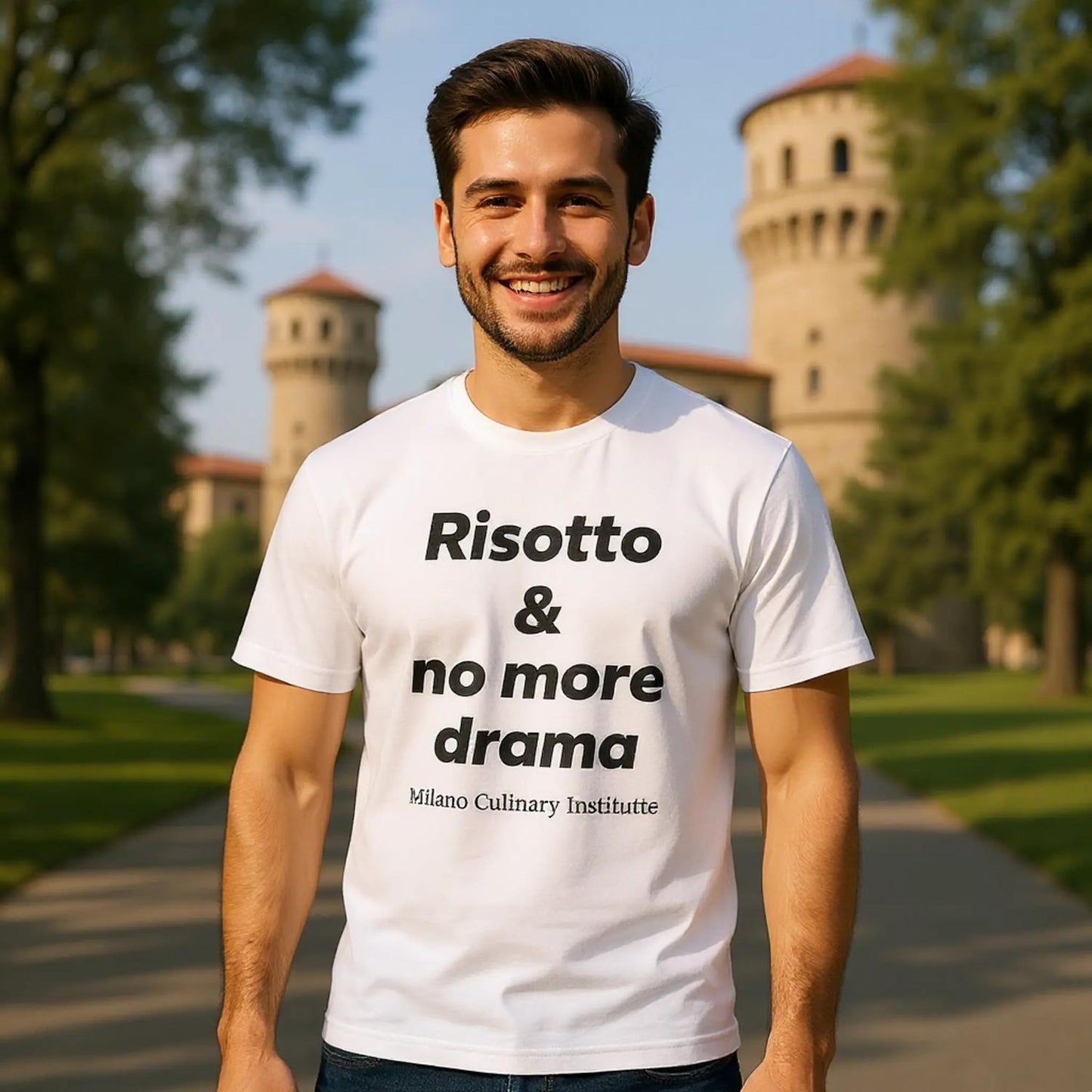 Risotto no more drama Italian countryside Milano Culinary Institute - group friends Italian cooking apparel3