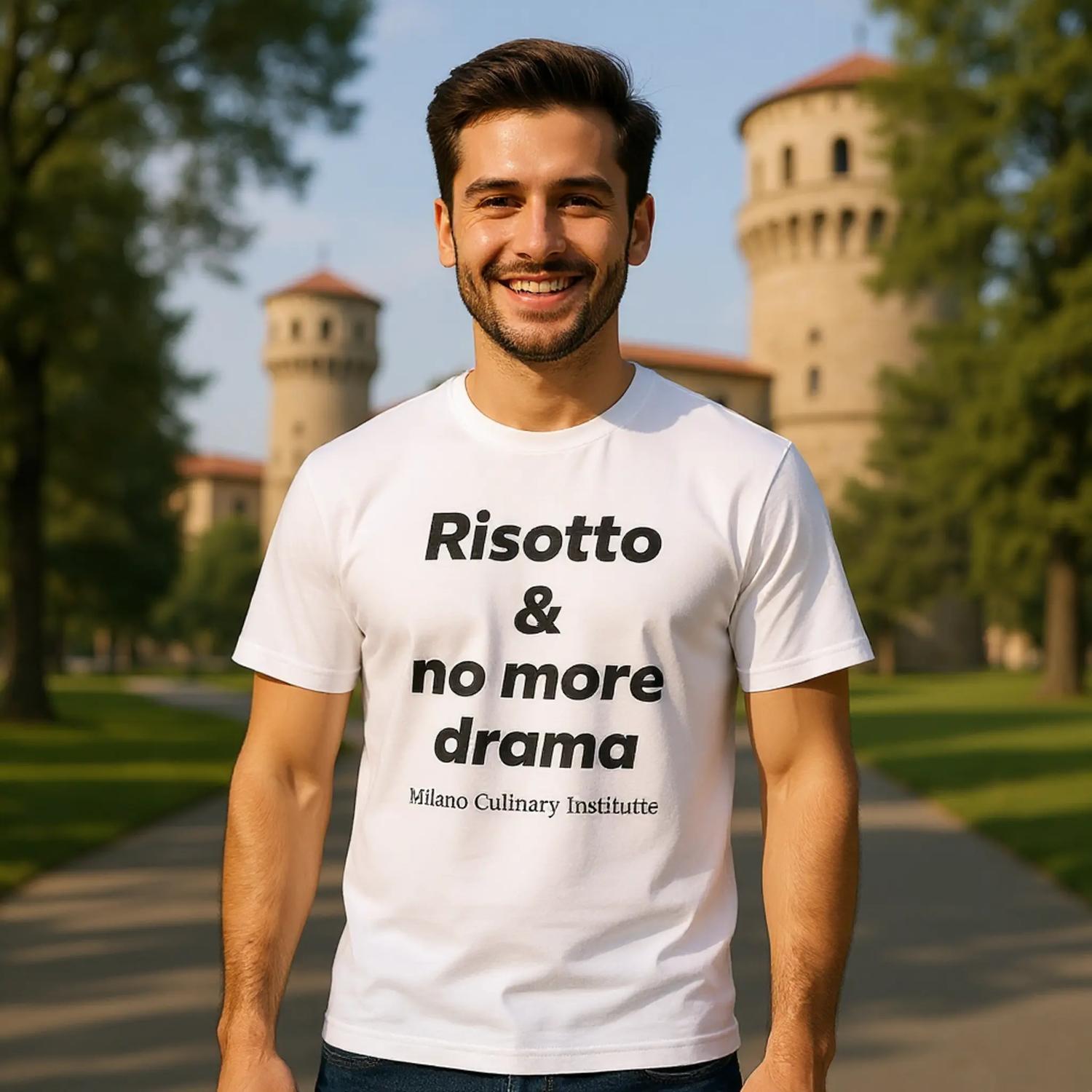 Risotto no more drama Italian countryside Milano Culinary Institute - group friends Italian cooking apparel3