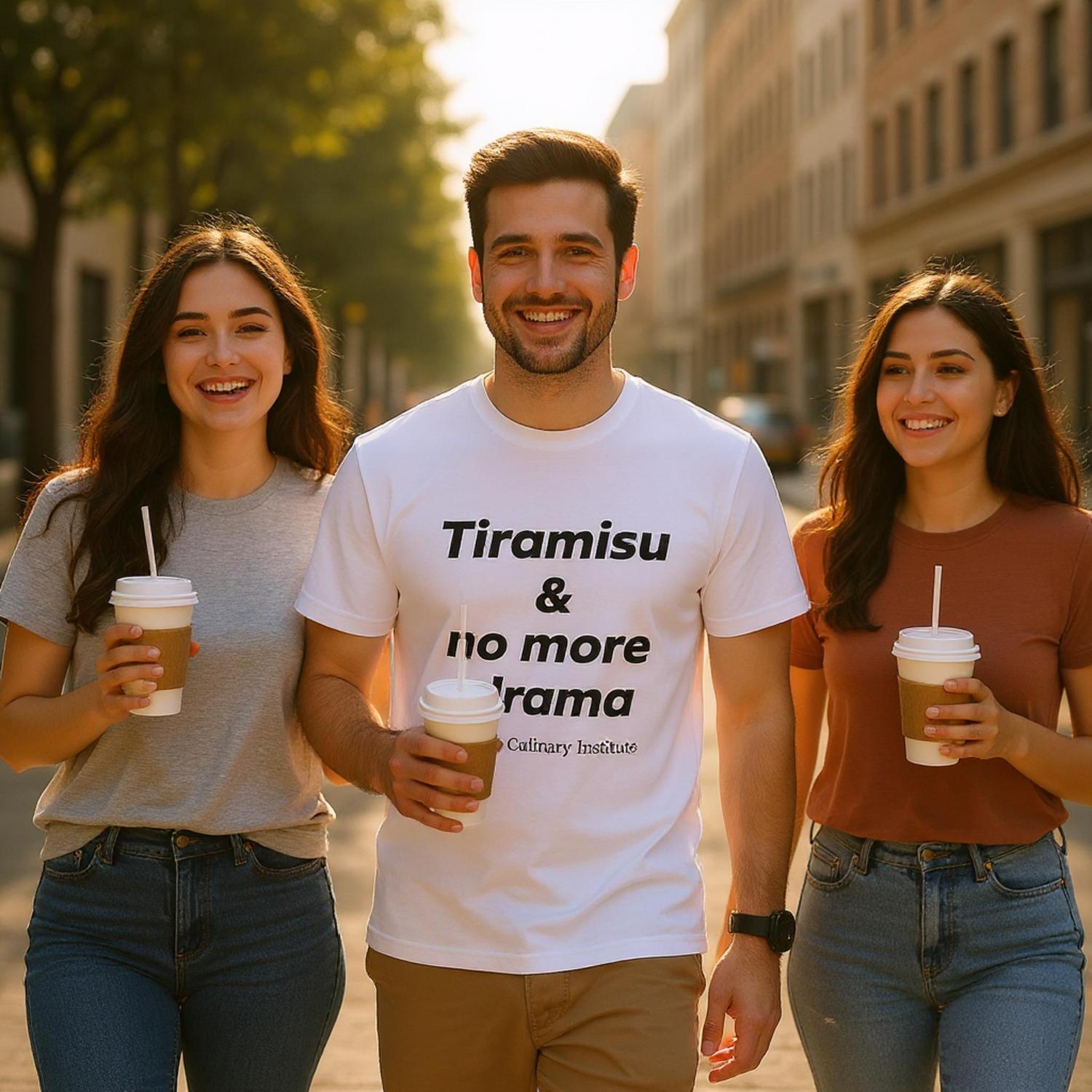 Tiramisu no more drama Italian countryside Milano Culinary Institute - group friends Italian cooking apparel