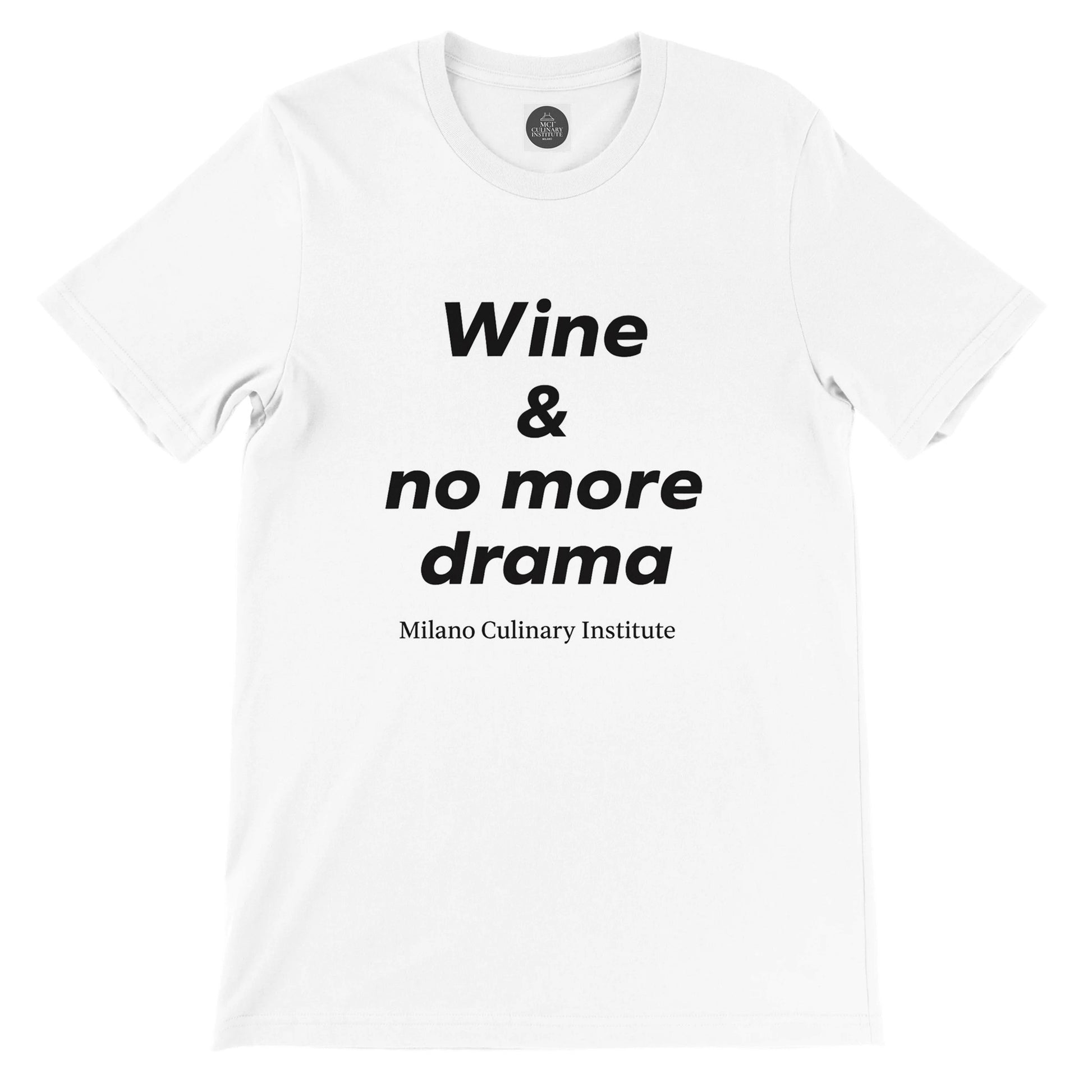 Wine no more drama flat lay Milano Culinary Institute - product view Italian kitchen apparel