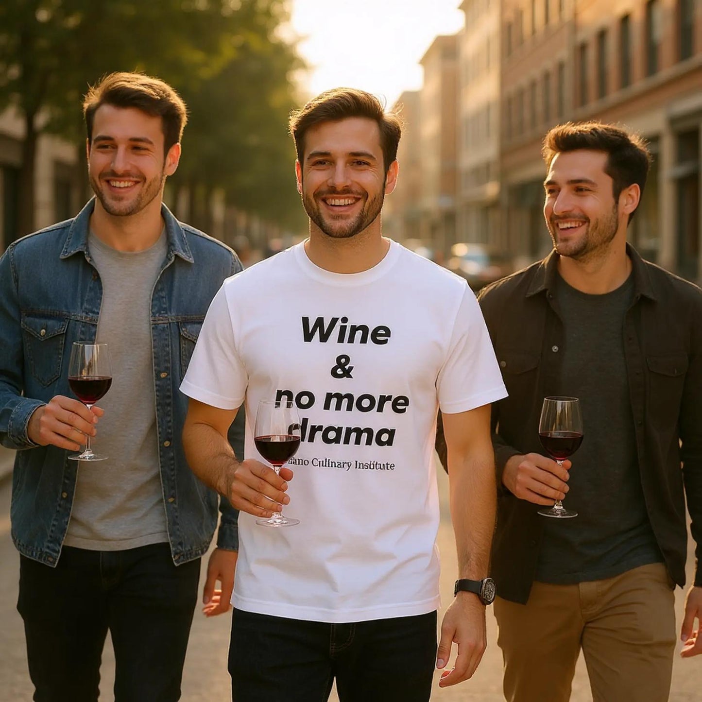 Funny Chef T-Shirt - "Wine & no more drama" | Drama-Free Kitchen Apparel | Milano Culinary Institute1