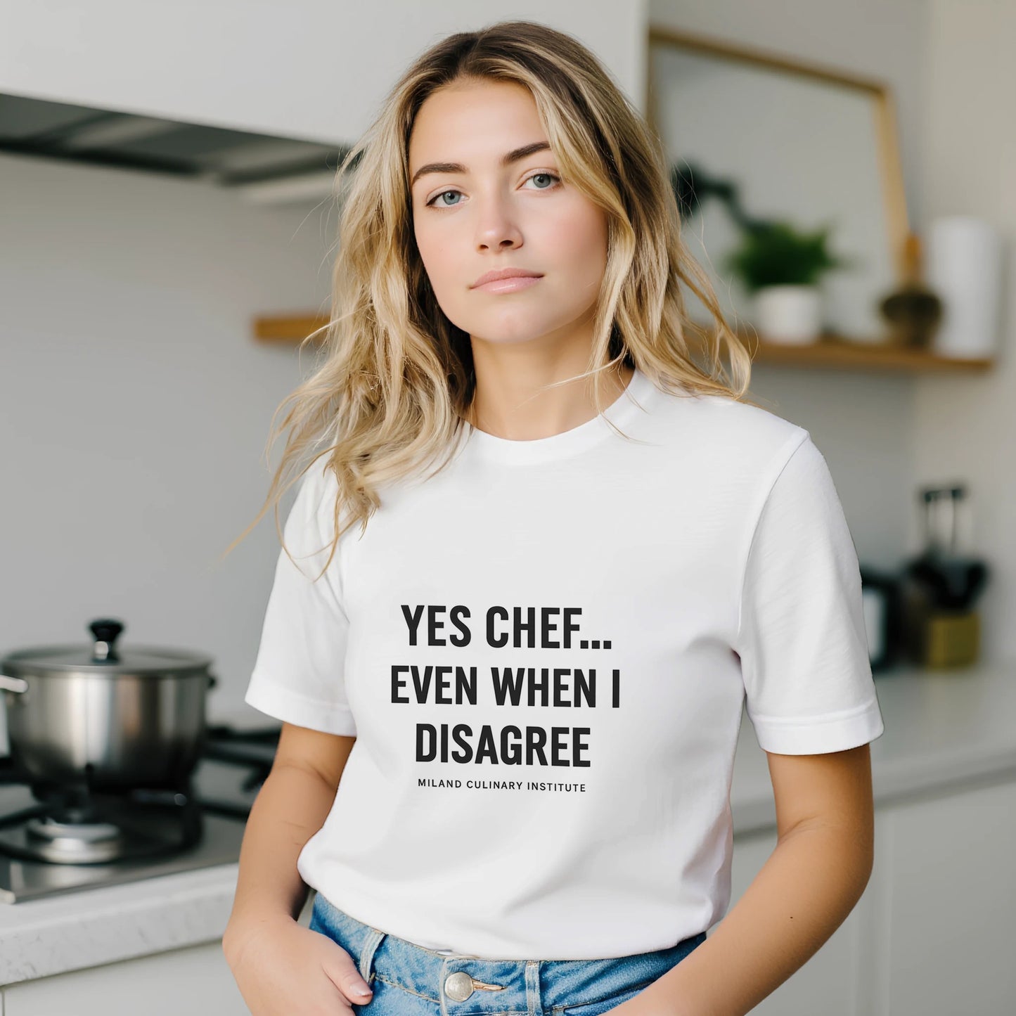 Disagree funny chef t-shirt by Milano Culinary Institute - female kitchen lifestyle Italian cooking apparel