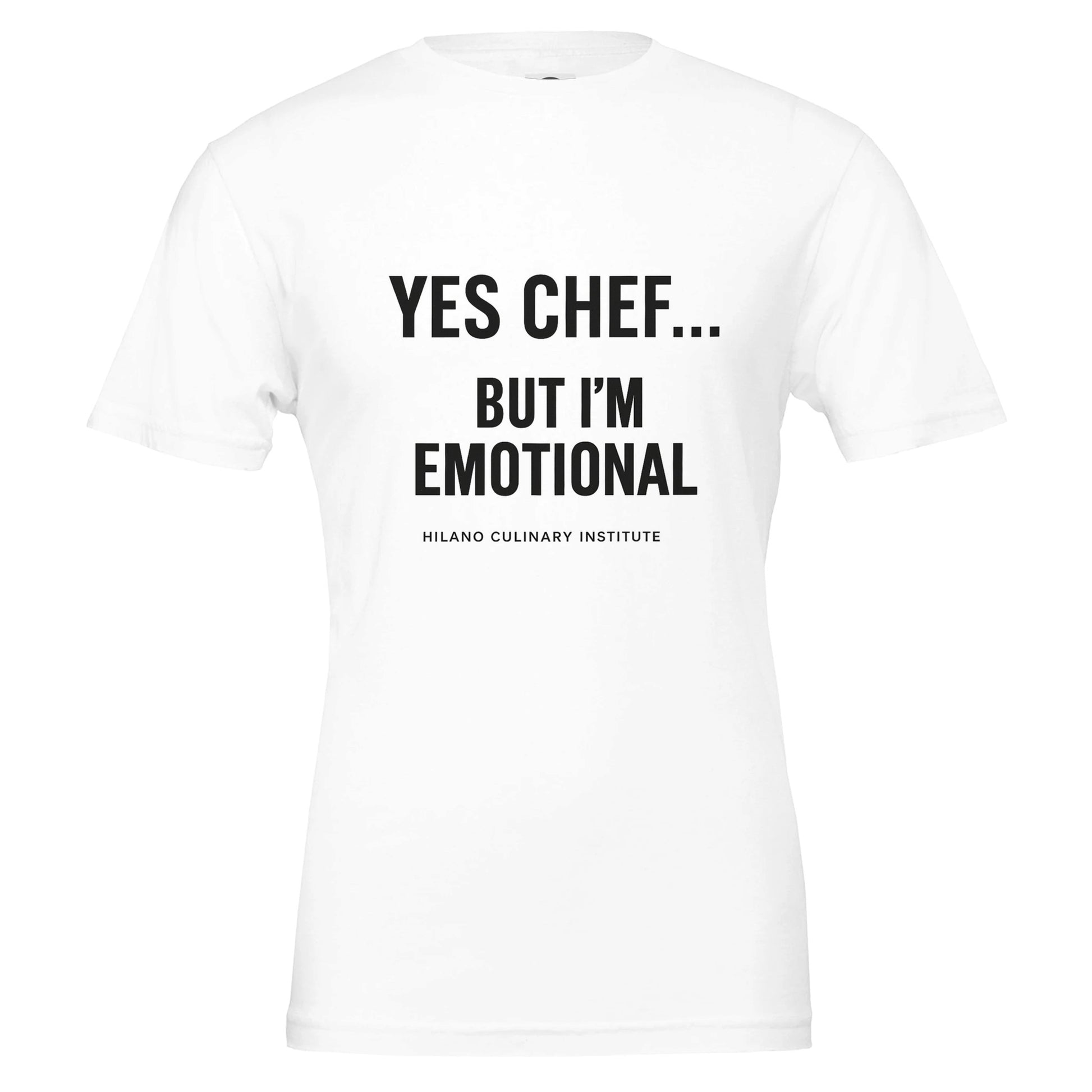 Emotional funny chef t-shirt by Milano Culinary Institute - design closeup Italian kitchen apparel