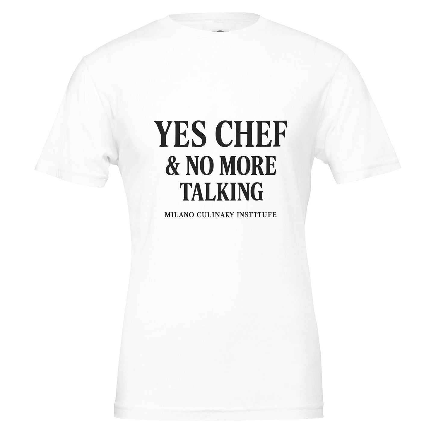 NoTalking funny chef t-shirt by Milano Culinary Institute - design closeup Italian kitchen apparel