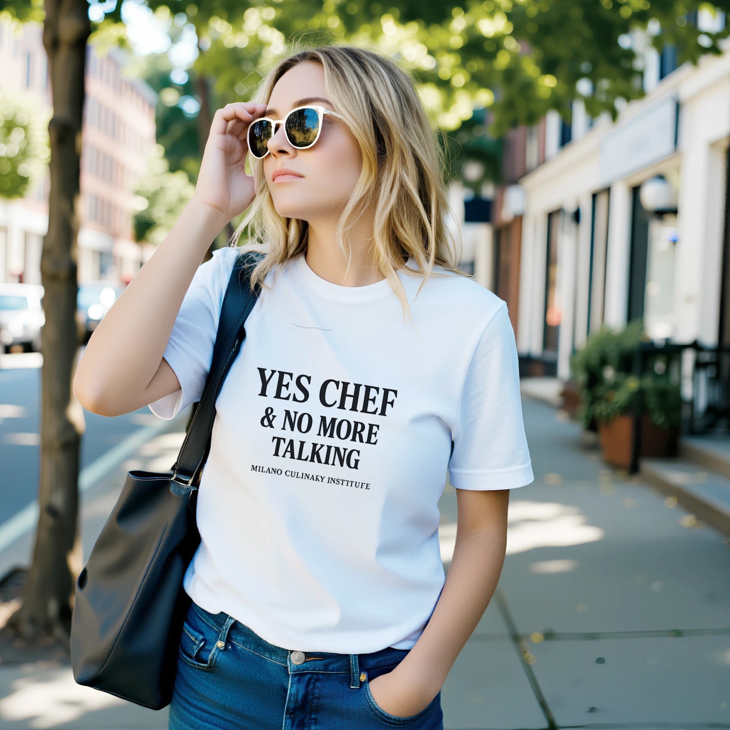 NoTalking funny chef t-shirt by Milano Culinary Institute - male casual wear Italian kitchen apparel