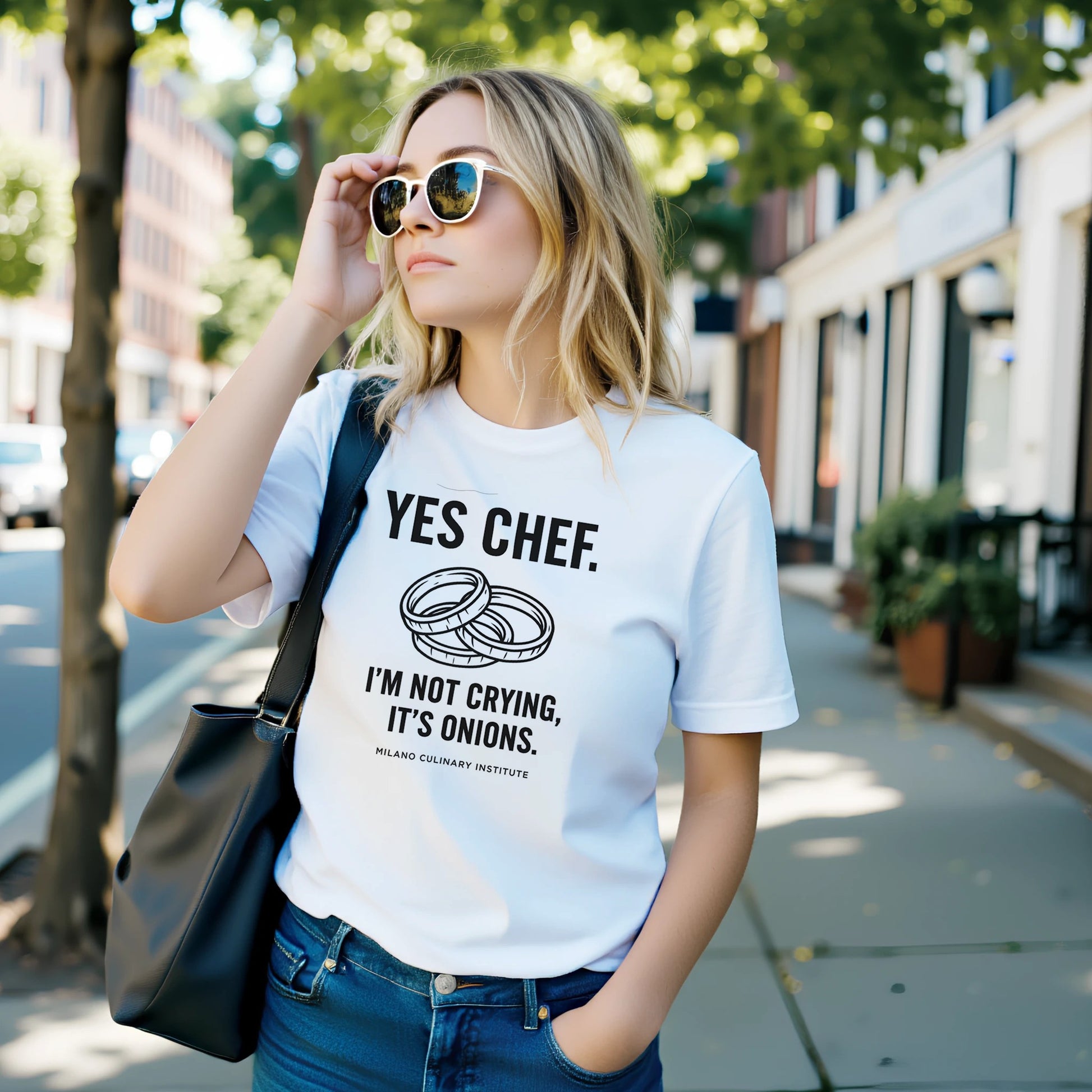 Onions funny chef t-shirt by Milano Culinary Institute - street style trendy Italian kitchen apparel