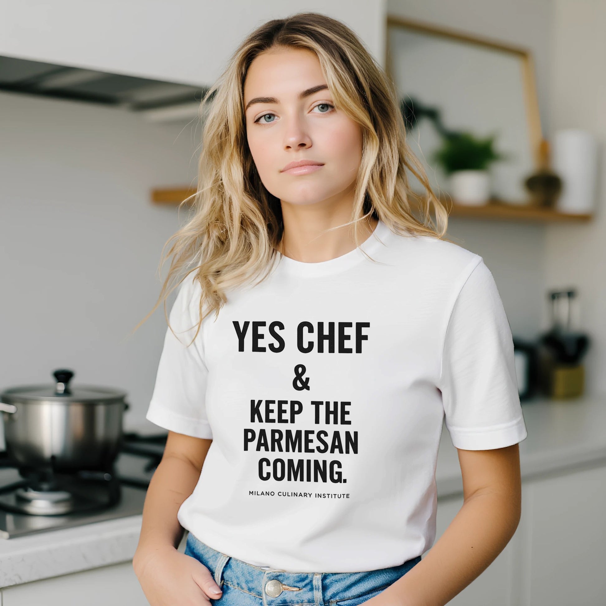 Parmesan funny chef t-shirt by Milano Culinary Institute - female kitchen lifestyle Italian cooking apparel