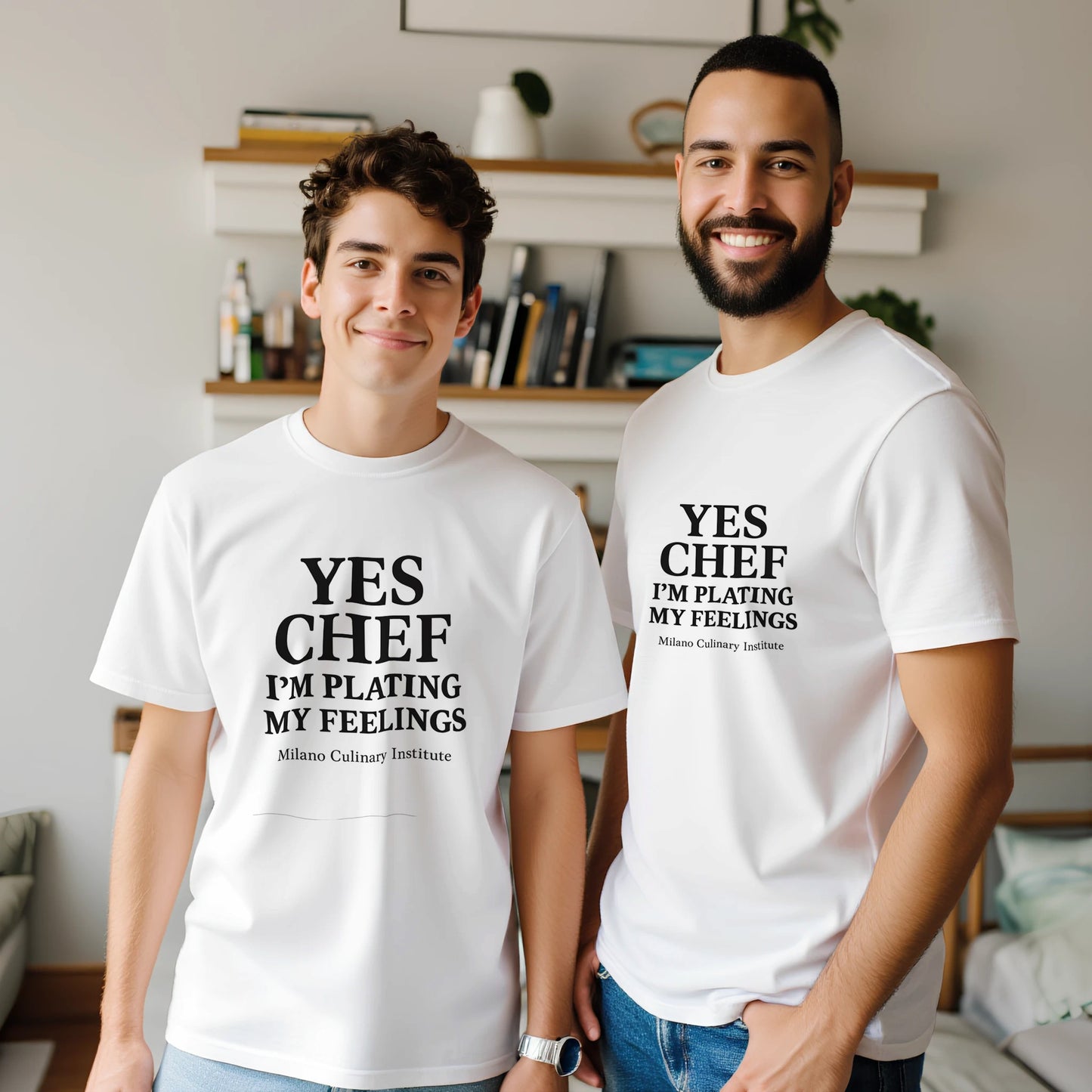 PlatingFeelings funny chef t-shirt by Milano Culinary Institute - couple lifestyle Italian kitchen apparel