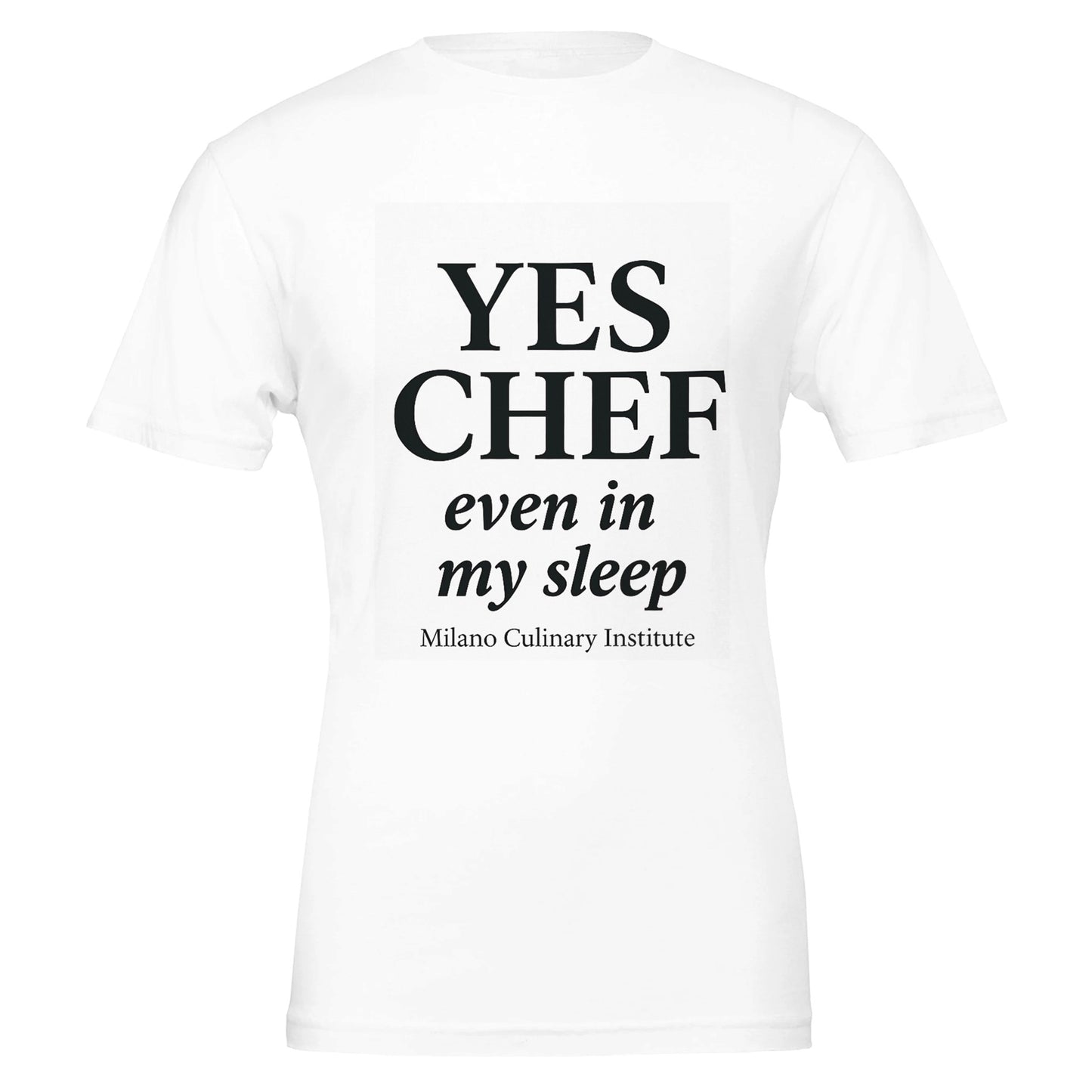 Sleep funny chef t-shirt by Milano Culinary Institute - design closeup Italian kitchen apparel