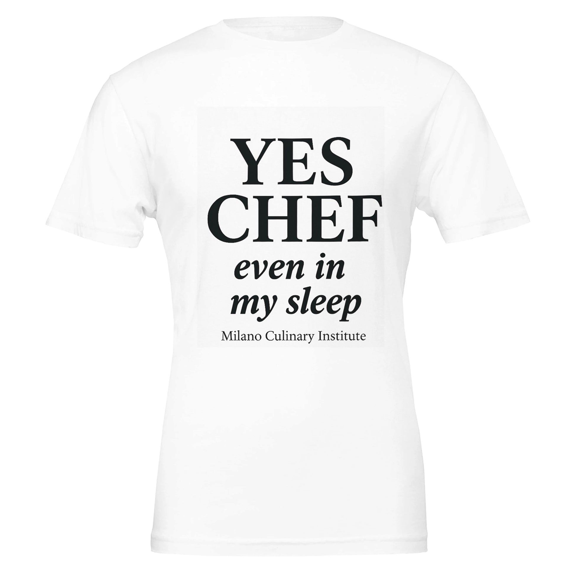 Sleep funny chef t-shirt by Milano Culinary Institute - design closeup Italian kitchen apparel
