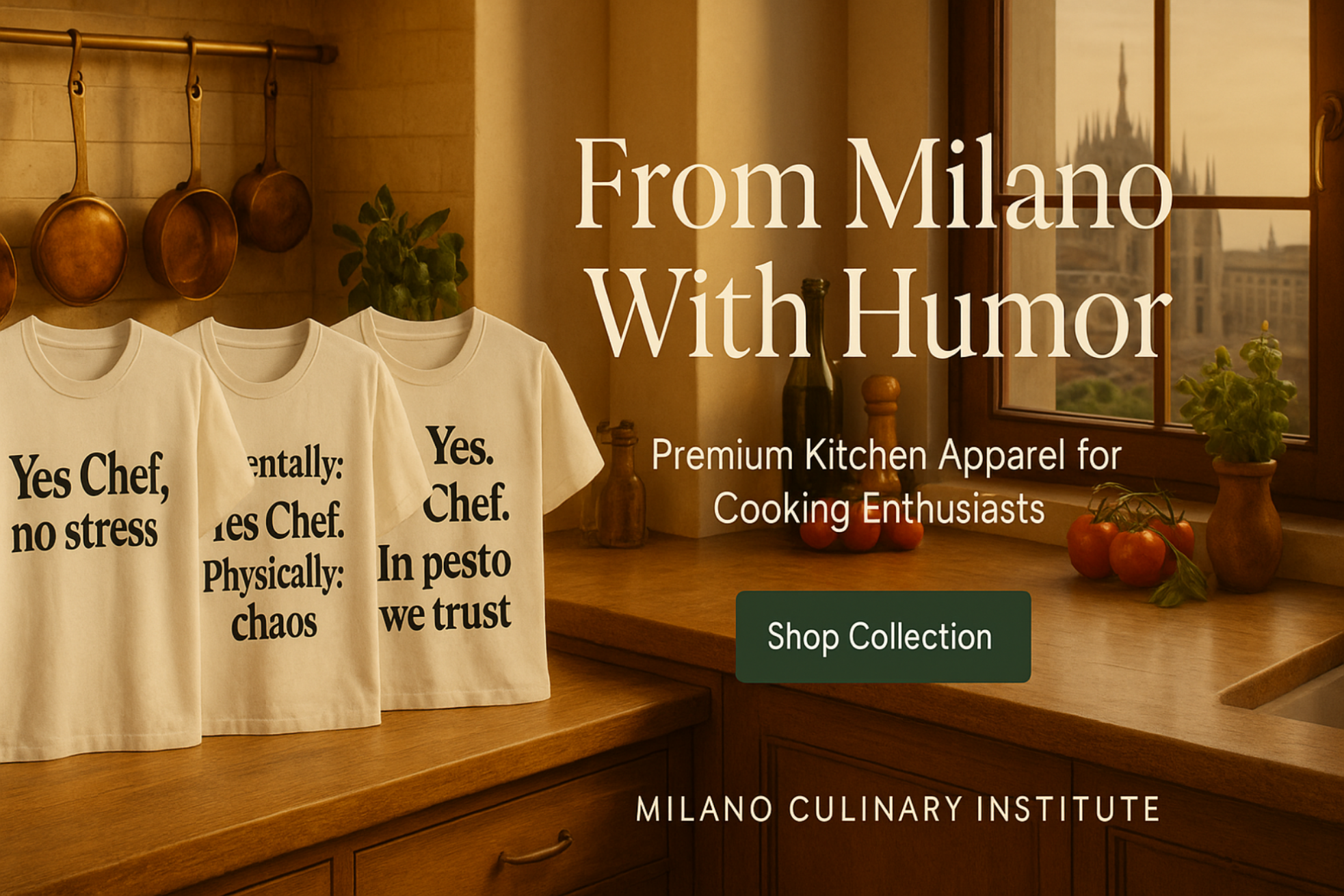 Milano Culinary Institute funny chef t-shirts collection - premium Italian kitchen humor apparel for cooking enthusiasts